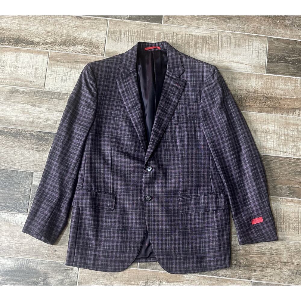 $5,995 NWT Isaia Napoli Red Checkered 100% Cashmere 2-Button Blazer 44/54 R